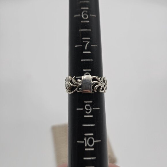 Size 8.25 Sterling Silver Beautiful Flower Celtic Band Ring A3159 - Picture 6 of 8